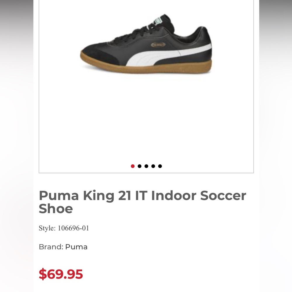 Puma King 21 IT Black and White Indoor soccer Shoe worn twice indoors